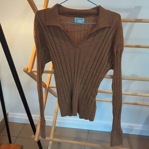 Merino Wool Collard Sweater Shirt
